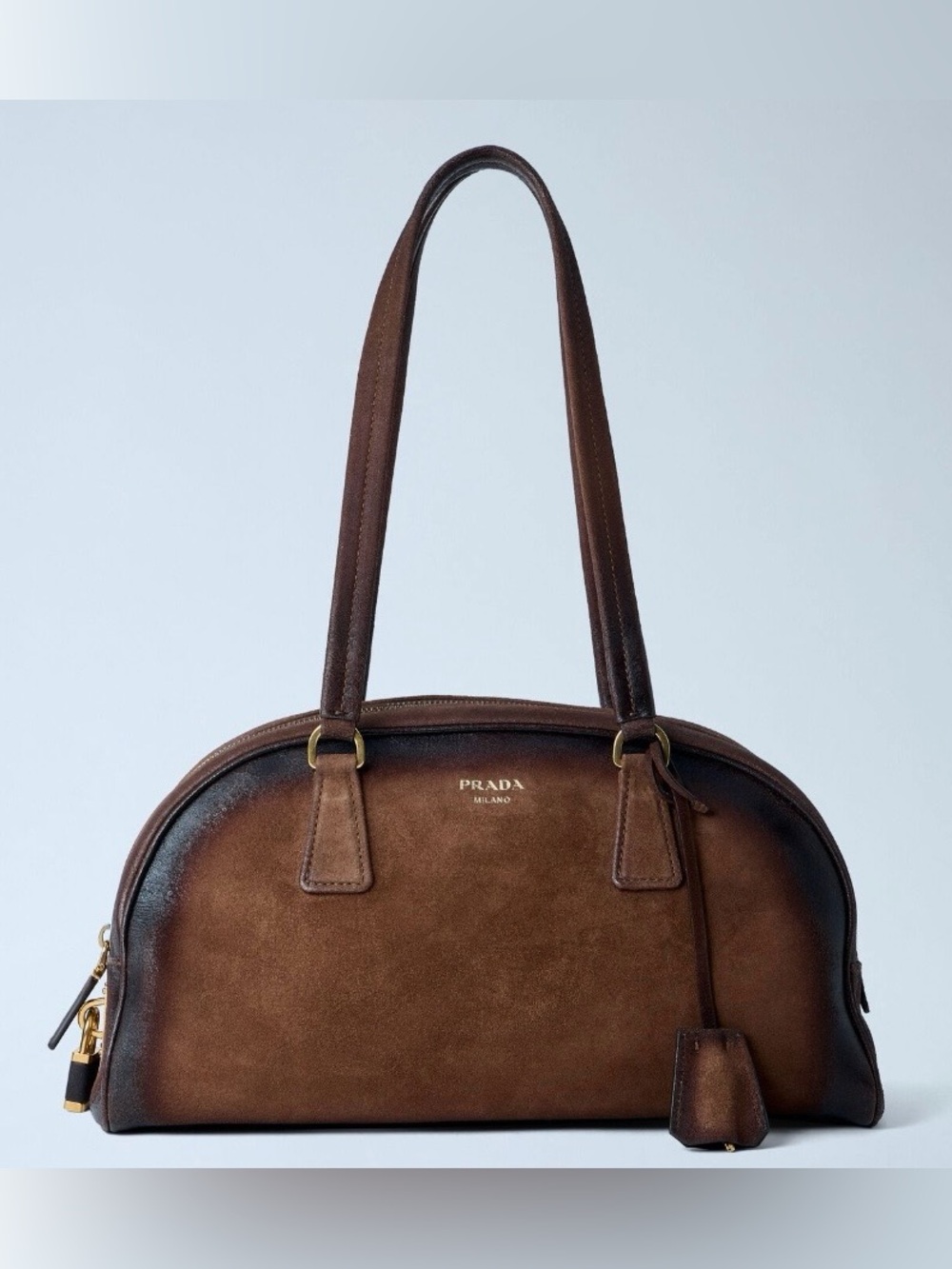 PRADA Bowling medium suede leather shoulder bag